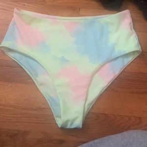 High waisted tie die bathing suit bottoms